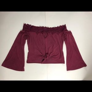Charlotte Russe Maroon Off the Shoulder Top Sz S